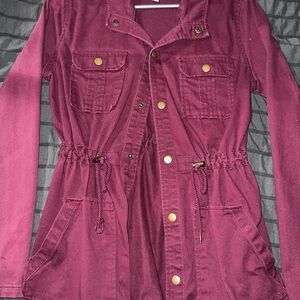 Arizona Jean Company Red Utility Jacket with Drawstring Waist